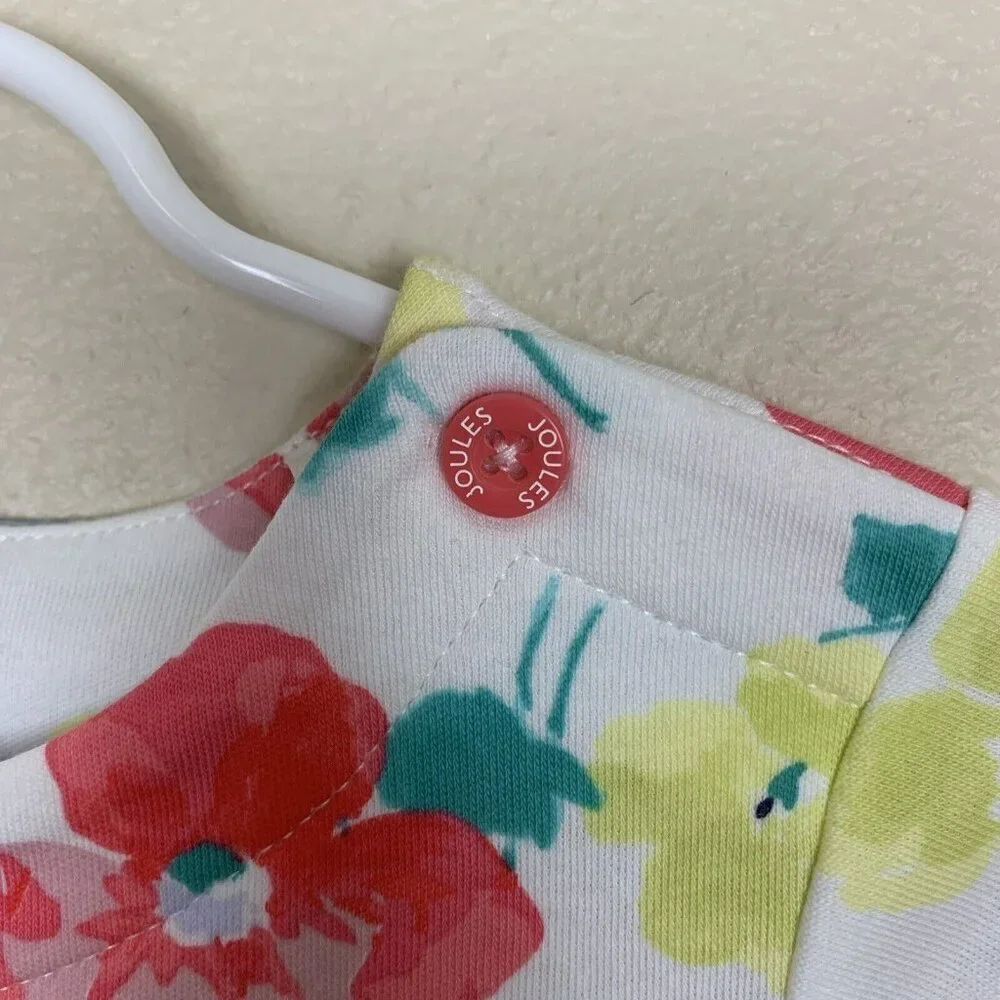 Joules Short Sleeve Knit Dress Floral White Colorful Preppy Girls 9-12 Months - Picture 6 of 13